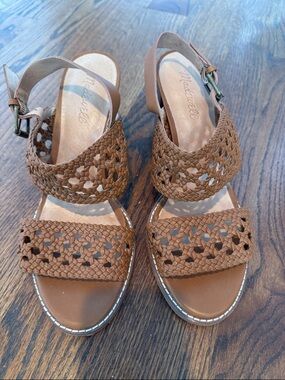 Madewell brown Woven Leather Slingback Sandal Heels